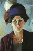 August Macke Portrait of the Artist's Wife Elisabeth with a Hat oil on canvas